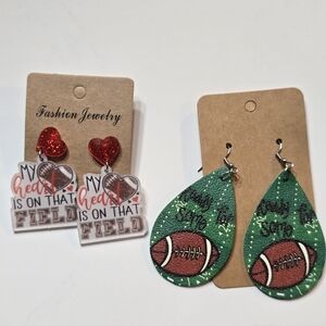 Football Earrings NEW Set Of 2 Vinyl Acrylic Dangle GIFT Sports Athletic